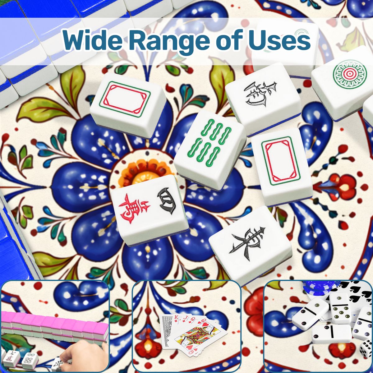 Blue Porcelain Garden Mahjong Mat