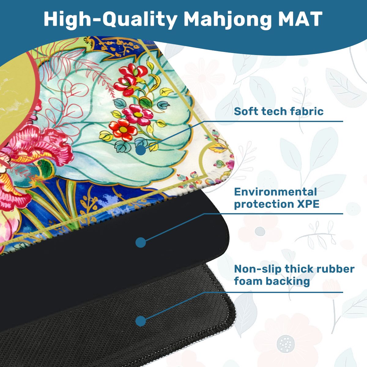 Asian Chinoiserie Tobacco Leaf Mahjong Mat