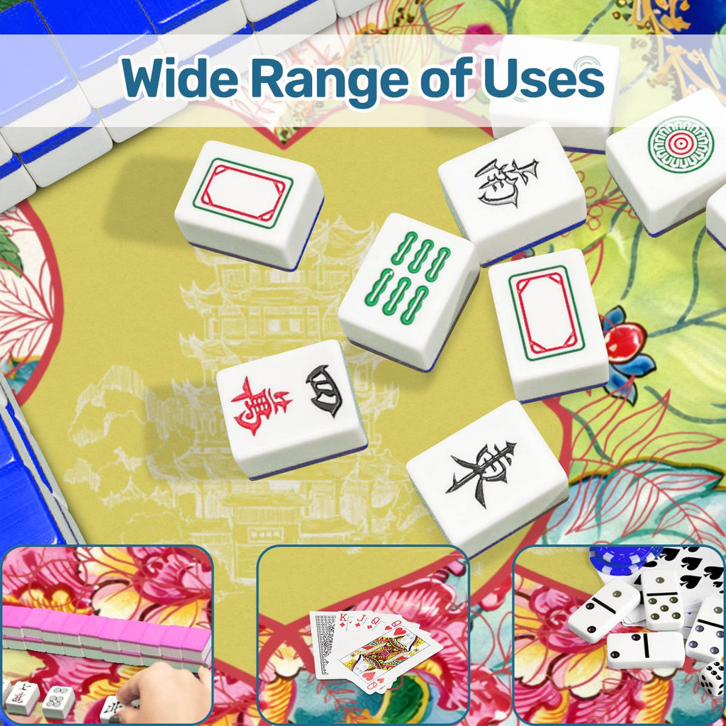 Asian Chinoiserie Tobacco Leaf Mahjong Mat