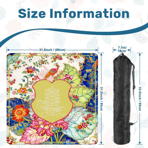 Asian Chinoiserie Tobacco Leaf Mahjong Mat