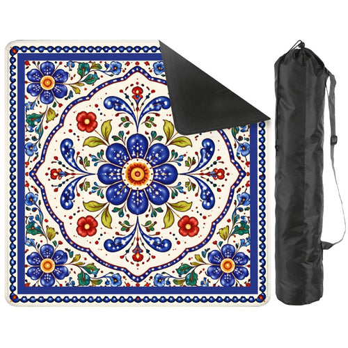 Blue Porcelain Garden Mahjong Mat